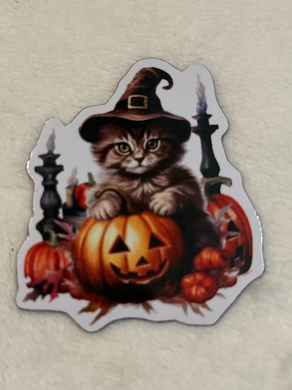 💜 Magnetic Kitten sitting on a Pumpkin Patch with Sticker